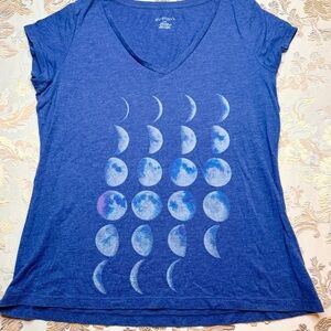 🌙 Xhilaration Indigo Moon Phase Sleepwear Top | Boho Lounge | Celestial 🌙